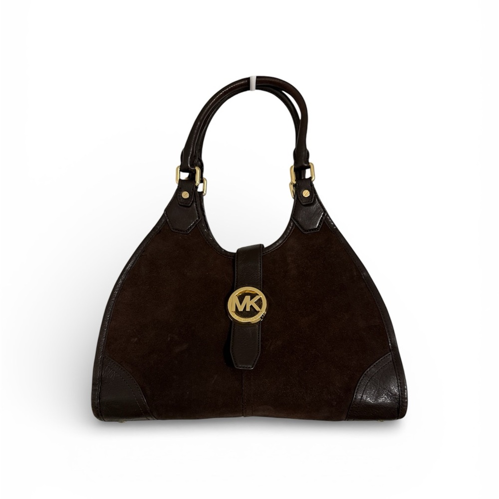 Michael Kors Hudson Suede  Brown Large Tote - Picture 2 of 6